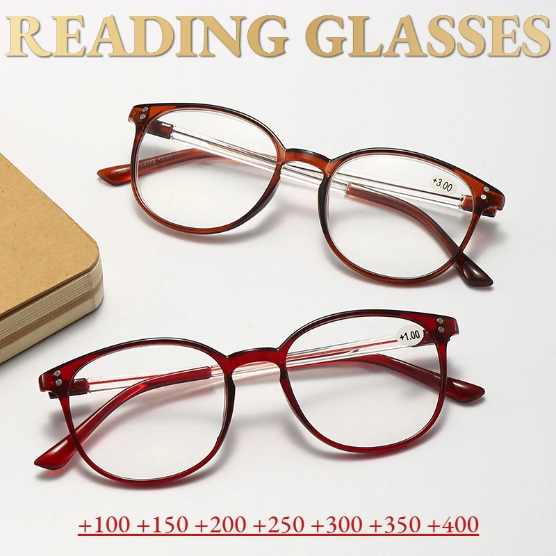FG Anti-blue Light Simple Round Frame Reading Glasses Women  +100 To +400