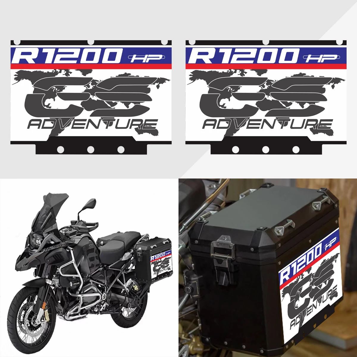 R1200 R1250 GS ADV For BMW Motorrad Panniers R1200GS R1250GS Adventure 2004-2023 Motorcycle Triple Black Sticker 2x 180mm motorcycle fairing shell hub head shell fuel tank sticker decal white black for bmw r1200gs adventure r1200 gs