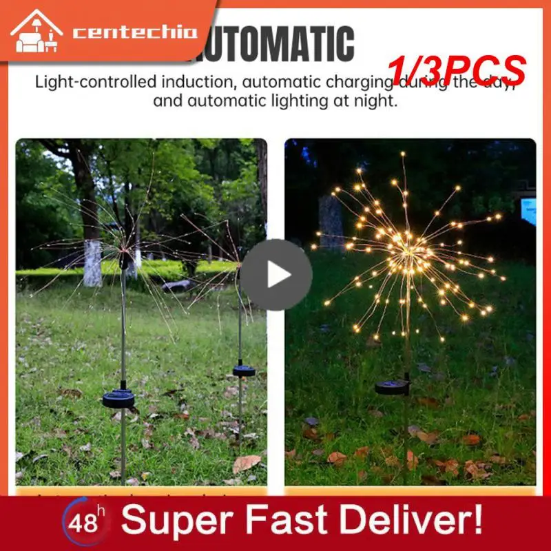 

1/3PCS Solar Firework Power Lights Garden Decoration Fairy Lights Waterproof Outdoor Lawn Lamp For Patio Garden