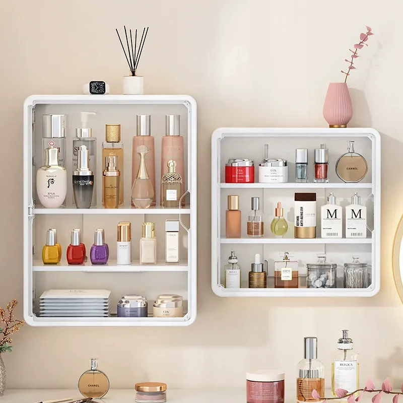 No Drill Bathroom Organizer – Multi-Layer Transparent Cosmetic Display Cabinet with Removable Shelves 4