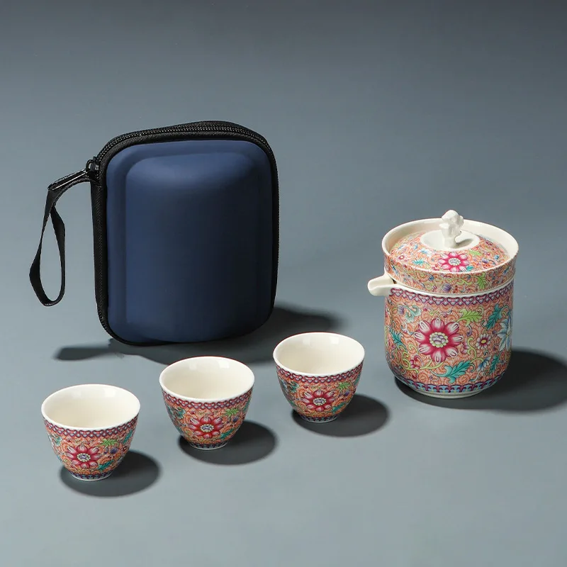 High End Portable Travel Tea Set Kuaike Cup One Pot Three Cups Outdoor Tea Maker
