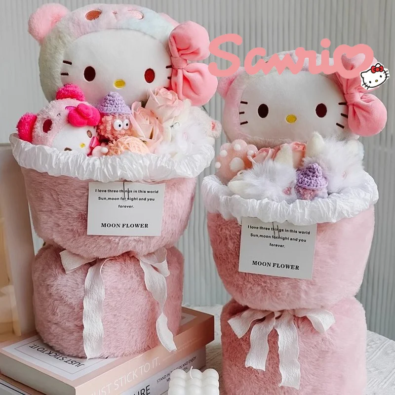

Sanrio аниме Hellokitty плюшевые игрушки букет Kawaii мягкий плюшевый букет цветов украшение комнаты кукла подарок на день Святого Валентина