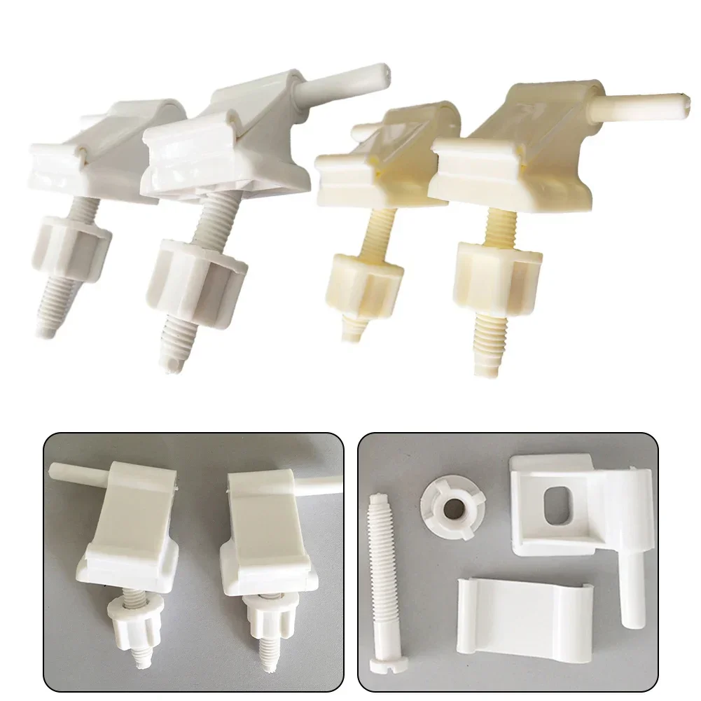 Easy to Use Toilet Seat Hinge Replacement Kit, White Plastic Construction, Hassle Installation, Complete with Fittings