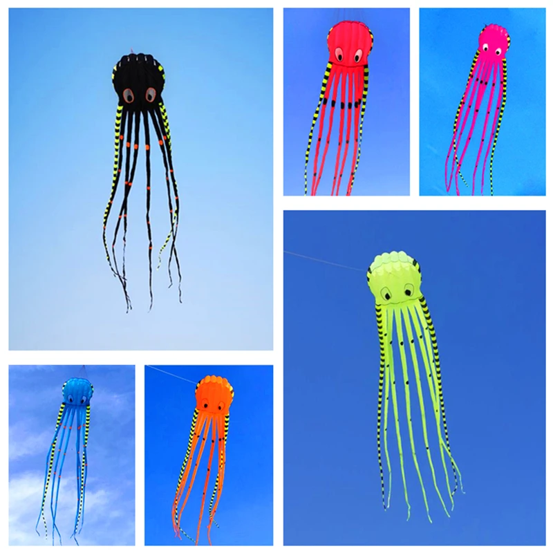 

free shipping 8m large octopus kites adults kite flying reel ripstop nylon kevlar paragliding fish giochi