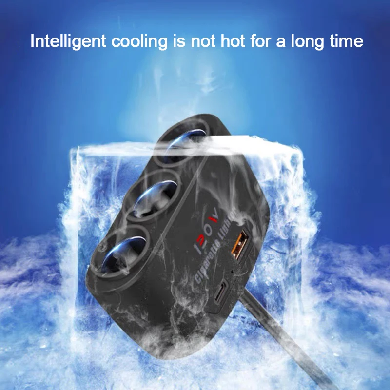 3 in 1 Dual USB Socket 120W Car Cigarette Lighter Splitter 12V 24V Fast Charger Plug Phone Power Adapter for Car Dvr g