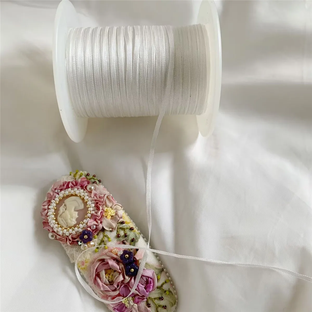 Satin Ribbons Ribbon Decoration Ribbon Supplies 2mm Silk Embroidery Ribbon