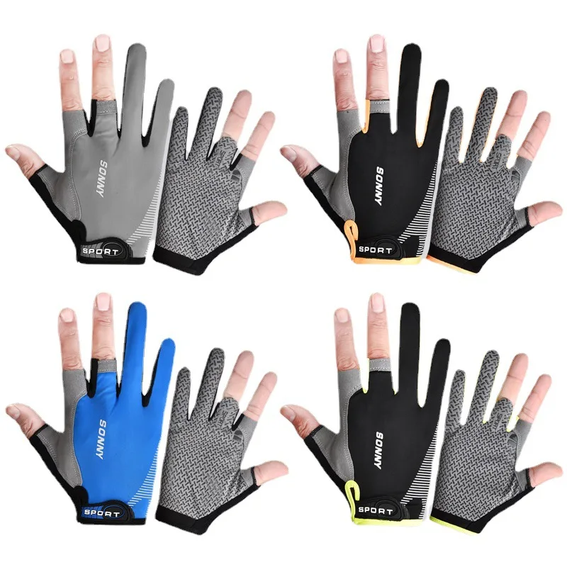 Breathable Ice Silk Fishing Gloves Three Finger Thin Riding Gloves Men and Women Wear Resistant Fitness Gloves as breathable fishing gloves 3 cut finger anti slip durable fishing cycling gloves pesca fitness carp fishing comofortable