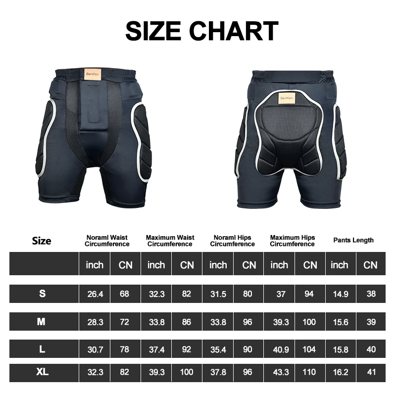 Benken EVA Protective Padded Shorts SBR 3D Hip Padded Drop-resistance Underpants Protective Gear for Snowboard Skate Cycling