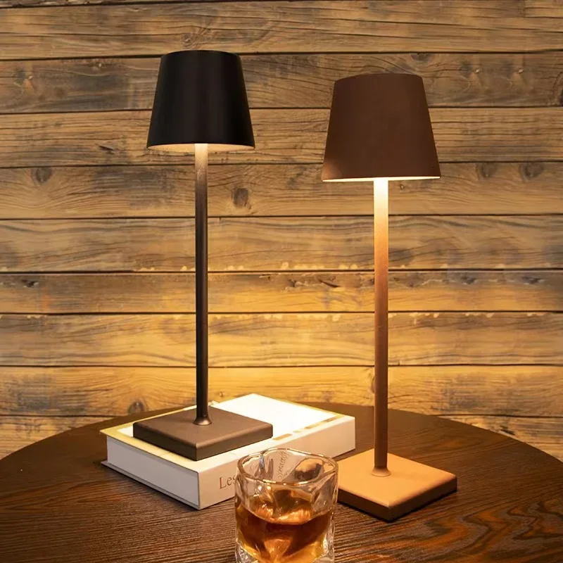 

Iron Art Tall Glass Bar Lamp Bedroom Bedside Metal Touch Creative Charging Small Night Light Modern Simple Table Lamp