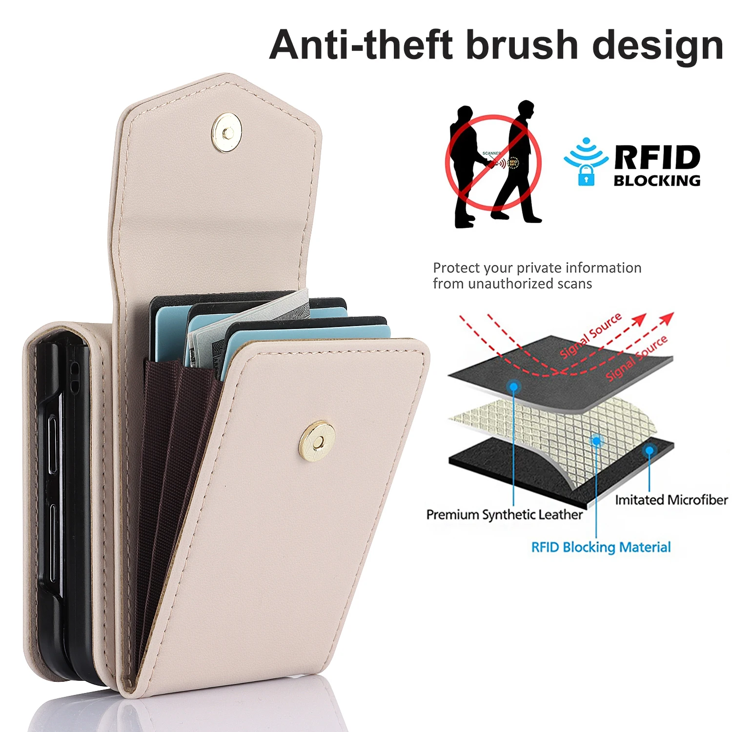 Folding Cross Phone Case, Suitable for Samsung Galaxy Z Flip 5, ZFlip4 Wallet, Vertical Card Protective Case, ZFlip3, ZFlip4