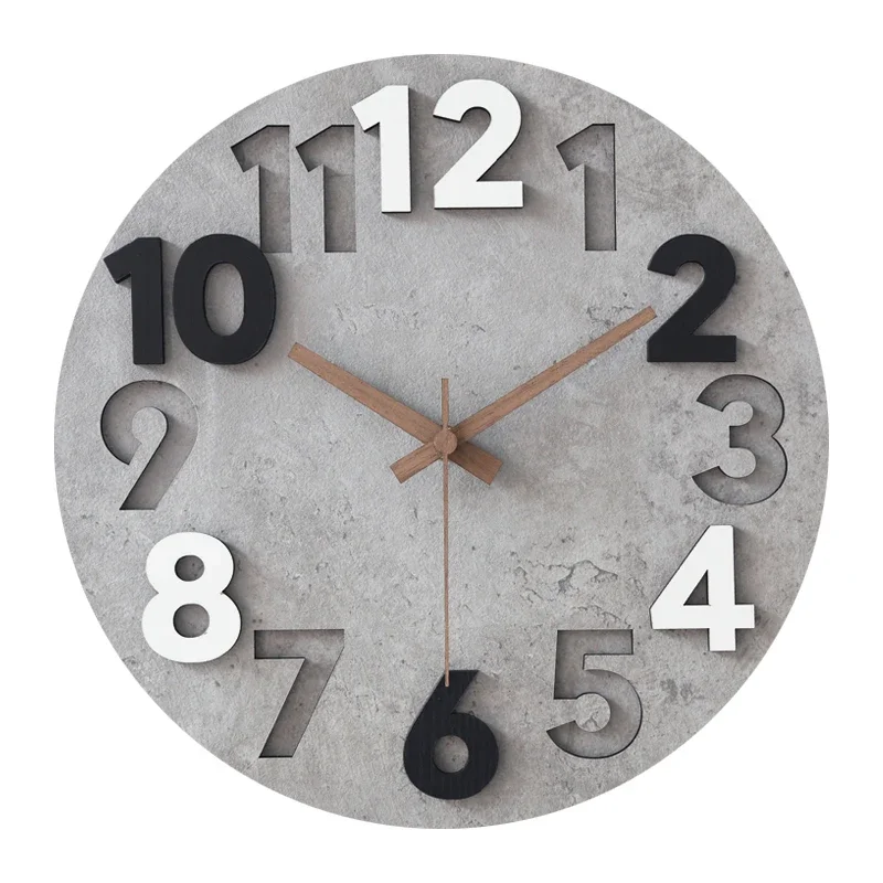 3d Wall Clock Wood Clock Big Numerals