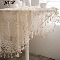 Vintage Hollow Out Lace Tablecloth American Style Dining Table Cloth Ins Pastoral Tassel Obrus Decorative Mantel De Mesa Banquet 1