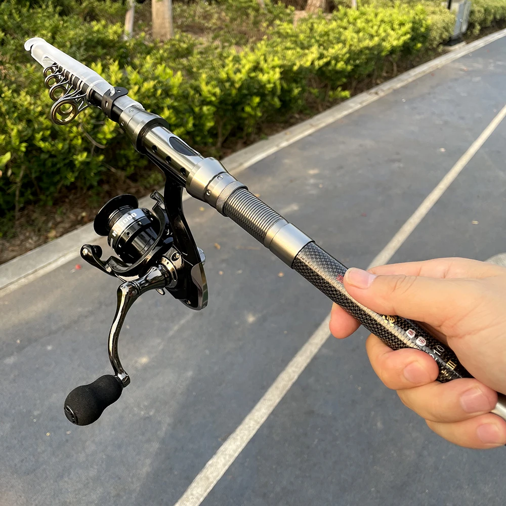 Fishing Rod and Reel Combo Telescopic Fishing Rod 1.5/1.8/2.1/2.4M Spinning  Reel Metal Spool Full Kit - AliExpress