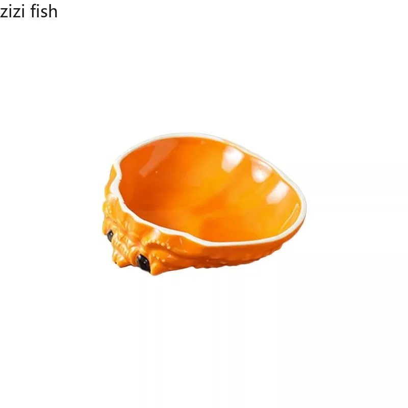 Creative Crab Shell Shaped Ceramic Dinner Plate Dessert Plate Sashimi Sushi Appetizer Restaurant Specialty Tableware