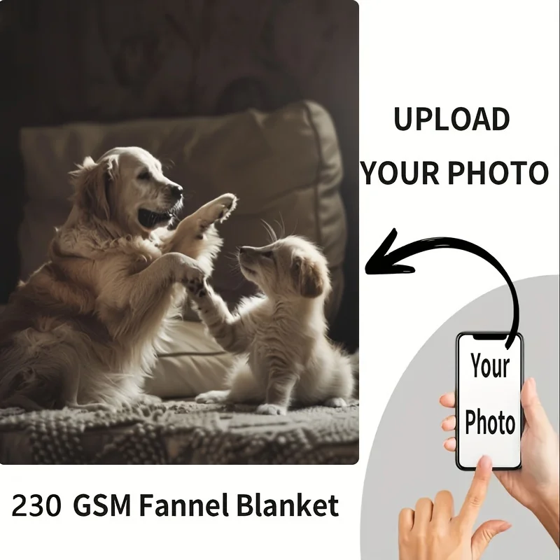 1pc Custom Blanket With Photo Text, Personalized Blanket Custom Throw Blanket, Custom Gift Blanket For Family, Valentine's Day 3