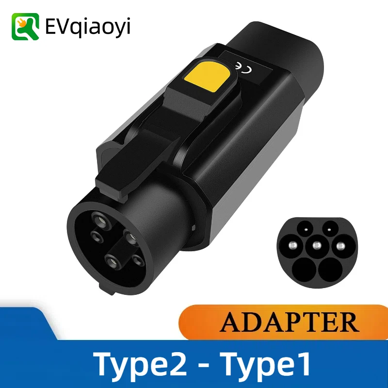 IEC62196 Type2 to Type1 EV Charger Adapter 32A 250V 7kW Fast Charging for SAE J1772 EVs