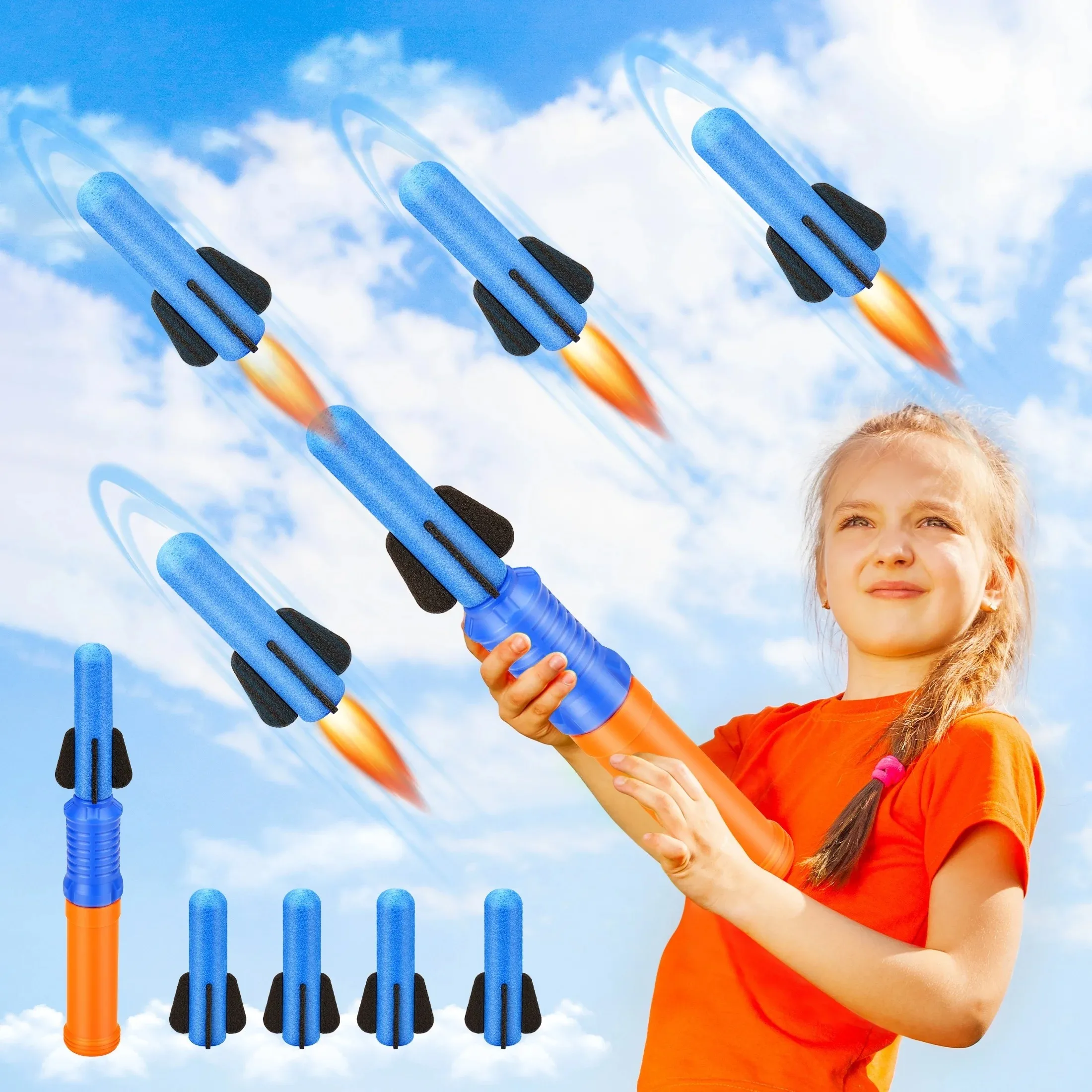 Foam Rocket Launcher Toy Set for Kids Outdoor Birthday Gifts – 3 Soft Rockets per Launcher Shoots Up to 50 Feet Foam Rocket Launcher Toy Set for Kids Outdoor Birthday Gifts – 3 Soft Rockets per Launcher Shoots Up to 50 Feet
