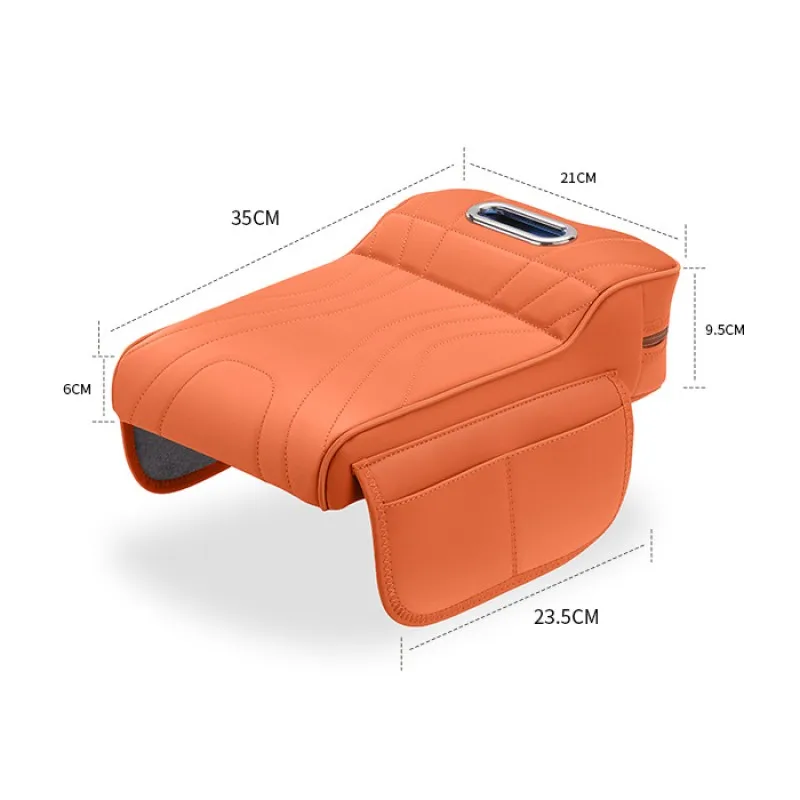 Car Armrest Box Height Increase Pad with Storage Bag and Leather Protective Cover