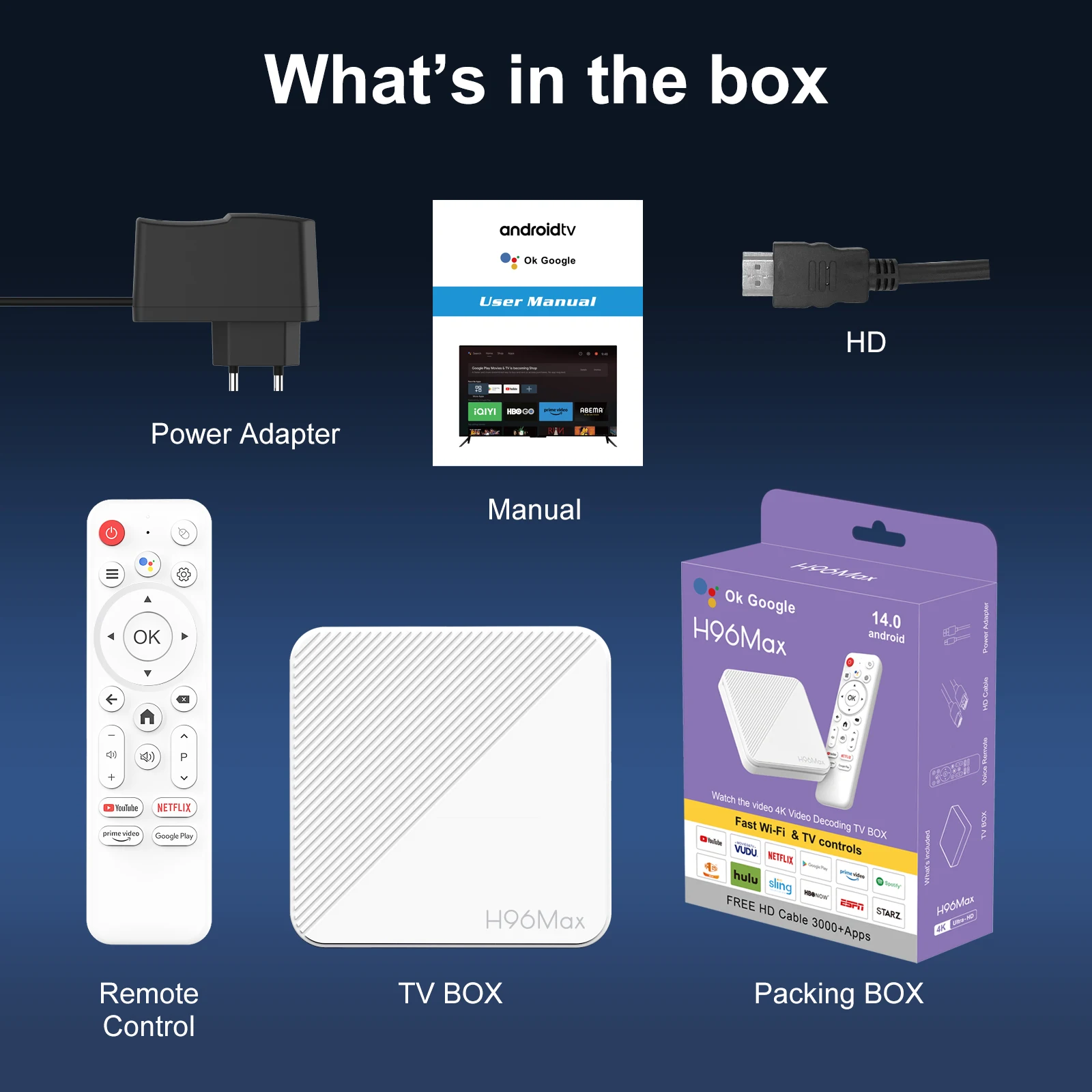 TV Box Android 14.0 H96 MAX H313 Quad Core ARM Cortex A53 Support BT Remote Cont