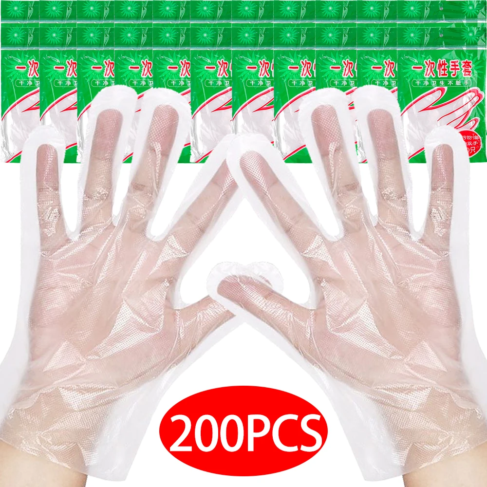 Disposable Gloves Transparent Multi-functional Hairdressing and Baking Gloves Household Kitchen Restaurant Garden BBQ Accessory