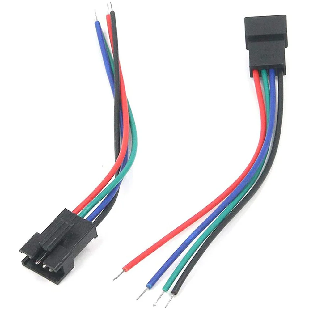 SM-4P LED 와이어 커넥터 어댑터 전기 케이블, 20 쌍 22 AWG JST SM 플러그, 4 핀 수-암, 150mm
