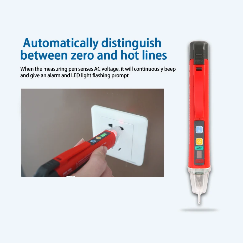 UNI-T UT12D AC Voltage Tester Detector Non-contact Indicator Pencil Stick 24V-1000V Electric Power LED Light Sensor Meter 2