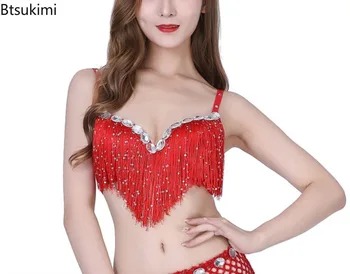 Reggiseno da ballo con frange da donna, abito da spettacolo con frange di paillettes, costumi push up per spettacoli di bottiglia per feste di danza, reggiseno per spettacoli di danza