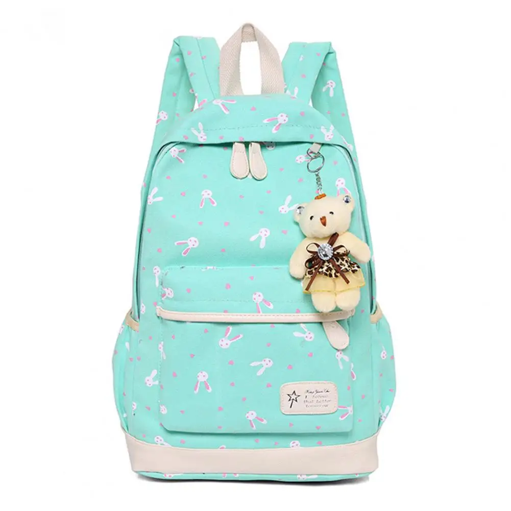 3Pcs Rabbit Pattern Girls Backpack Set for Students