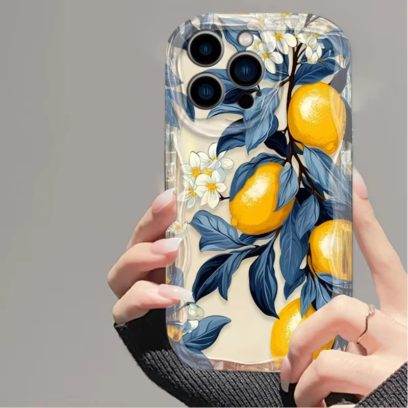 Summer Fruit Lemon Flower 3D Clear Silicone Phone Case Cover