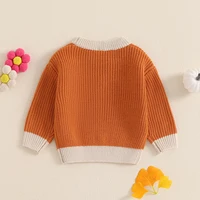 Toddler Baby Halloween Sweaters Long Sleeve Round Neck Ghost/Letter Embroidery Knit Tops Sweatshirts 4