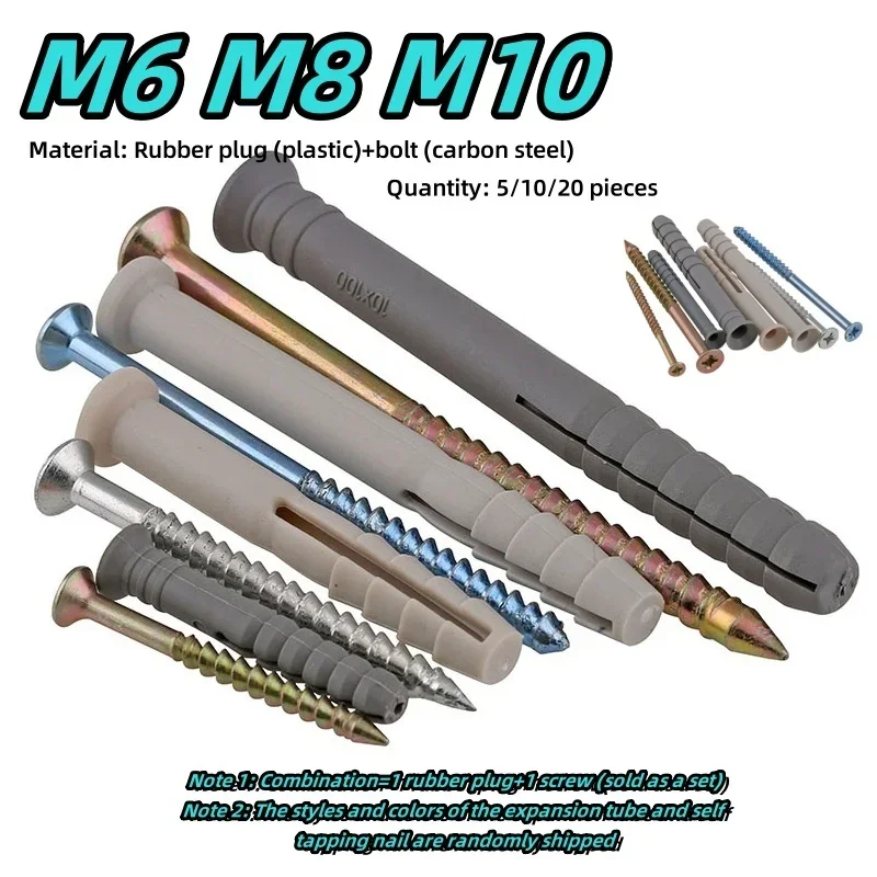 Muurplug 5/10/20 Pcs Plastic Self Drilling Drywall and Wall Anchor M6 M8 M10 ...