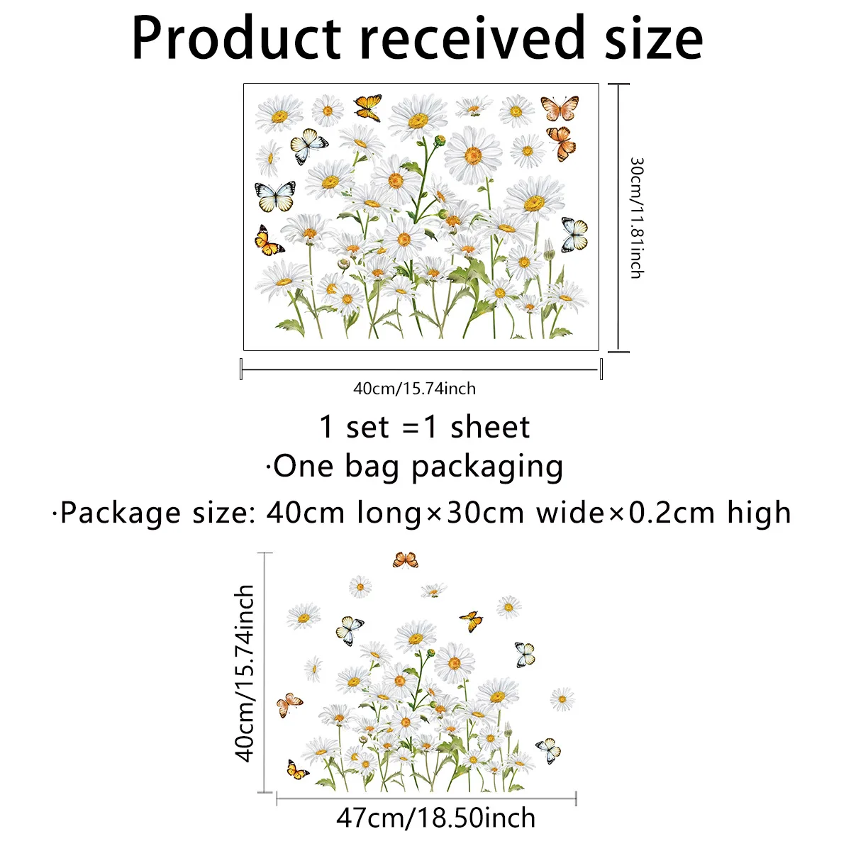 Fresh Daisy Window Stickers Electrostatic Stickers Butterfly Decorations Adhesive Free Double-sided Printing Window