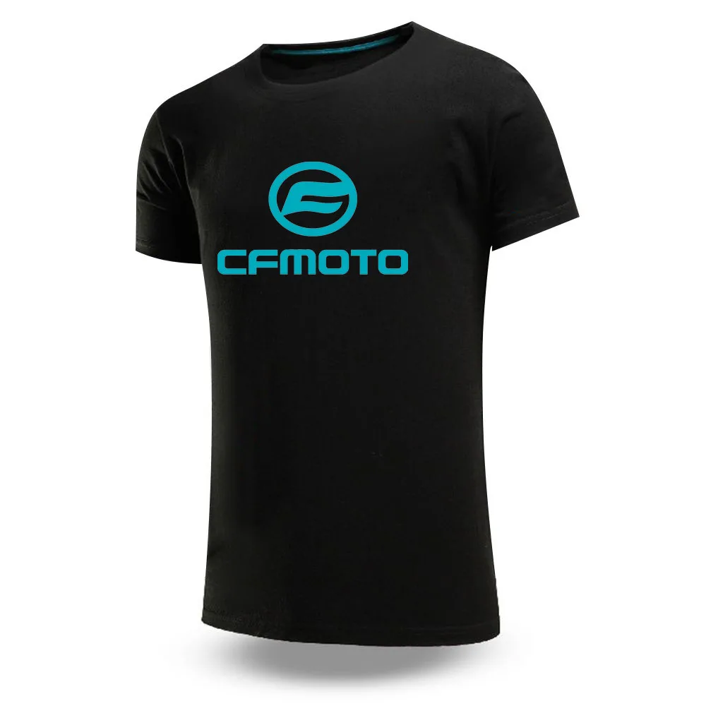 2023 New Summer Cfmoto Logo Print Ordinary Round Neck Comfortable Short Sleeve Men's Breathable Loose Casual Solid Color Tee Top