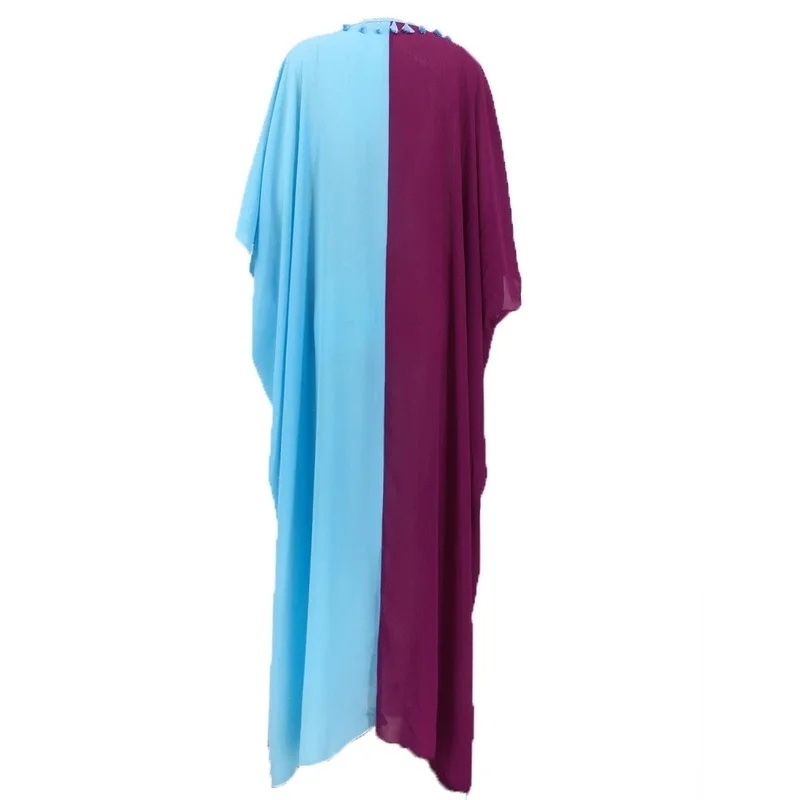 2023 Abaya Femme Muslim Abayat Middle East Arab Tassel Tassel Abayas for Women Blue Contrast Color Fashion Islam Women's Dress