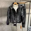 2023 New Spring and Autumn Fashion Street Trend Simple Solid Standing Neck Half Zip Pocket Drawstring Loose Casual Charge Jacket 2