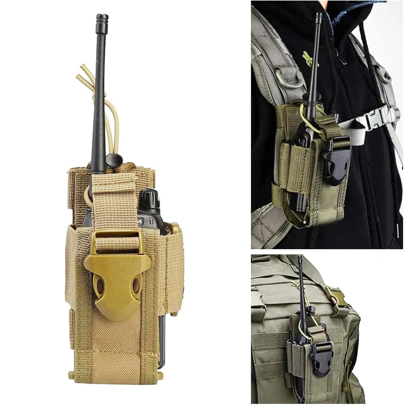 Walkie Talkie Bag Tactical Adjustable Walkie Talkie Holder Radio Pouch Hunting Interphone Hanging Bag Outdoor Nylon Molle Radio Pouch