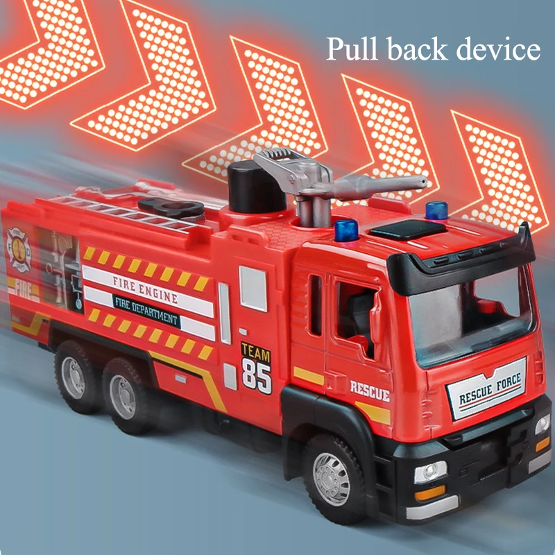Alloy Fire Truck Toy with Sound and Light for Kids