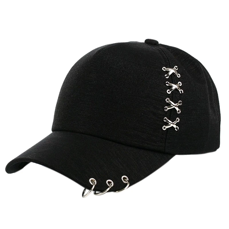 KPOP Hat Piercing Ring Baseball Adjustable Cap Hip Hop Snapback Cap Fashion baseball cap baseball caps