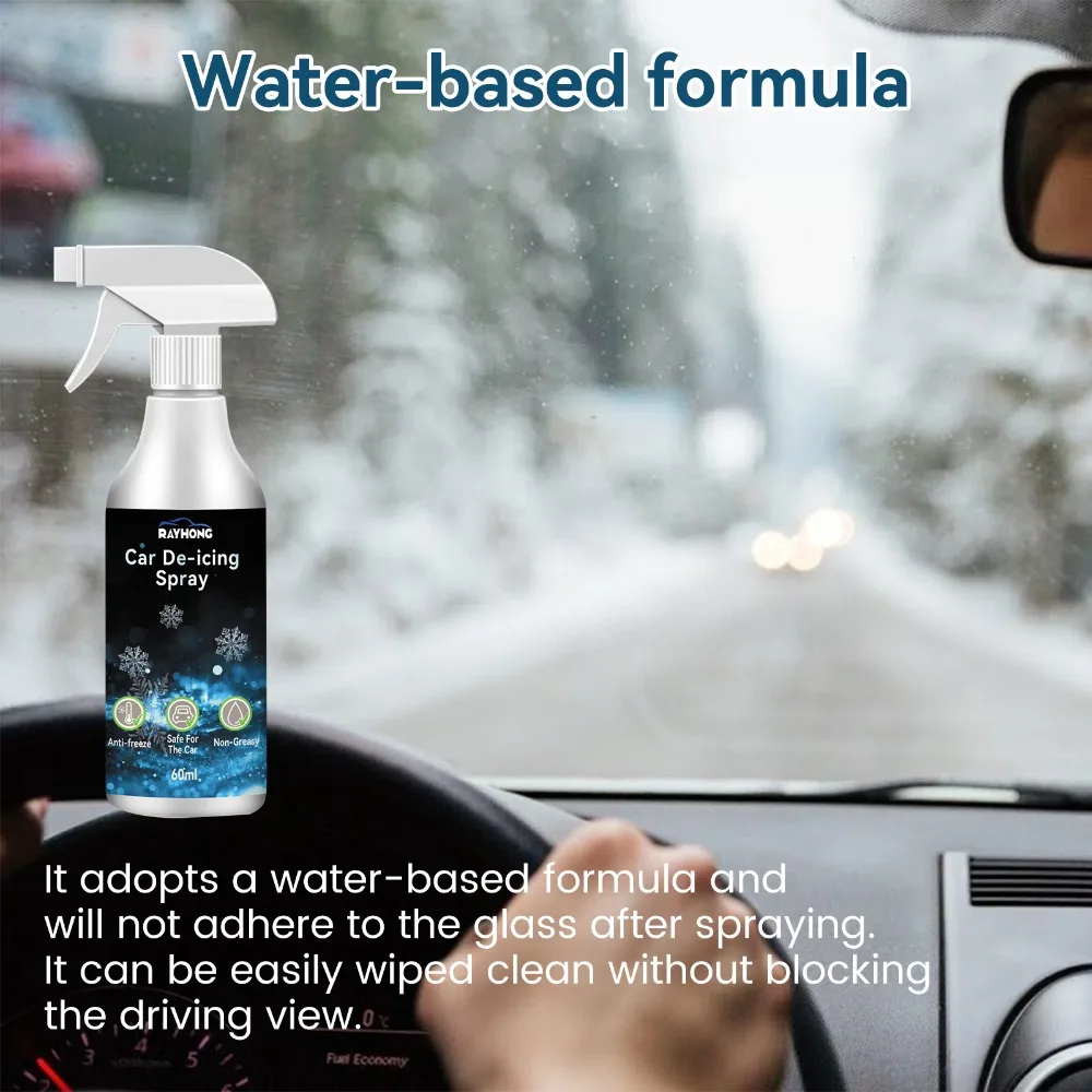 

Convenient Windshield Deicer Spray Anti Icing 60 ML Window Snow Removal Spray Easy To Use Frost Prevention