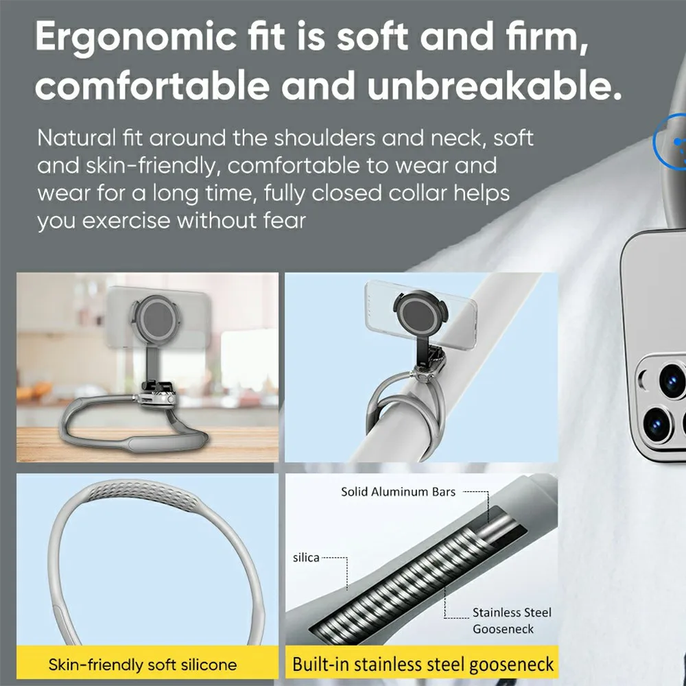 Amorus المغناطيسي الرقبة جبل حامل هاتف الإفراج الس...