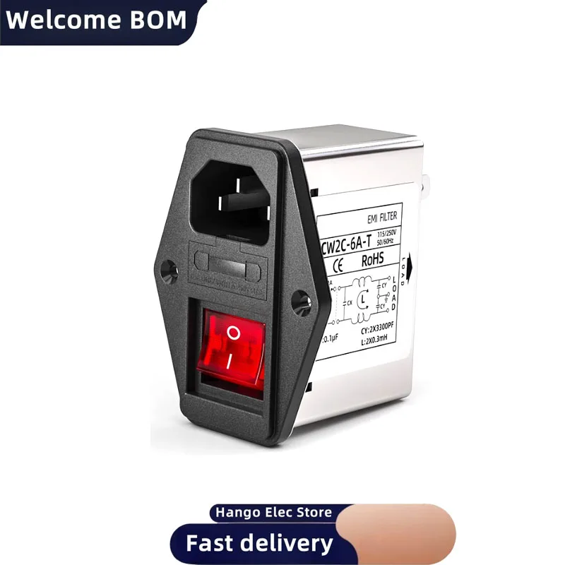 Enhanced IEC Power Filter with Light Switch and Safety - 220V EMI Interference Control