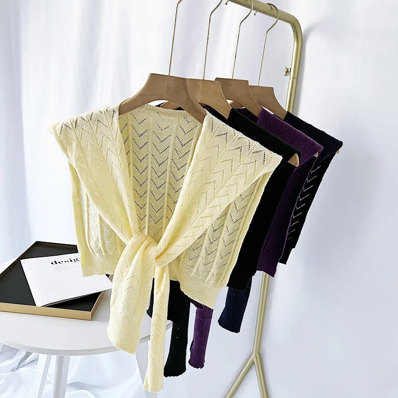 

Women's Knit Fake Collar Girls Summer Shirt Sweater Blouse Shirt Detachable Collars Small Cape Female Hollow Out False Collar