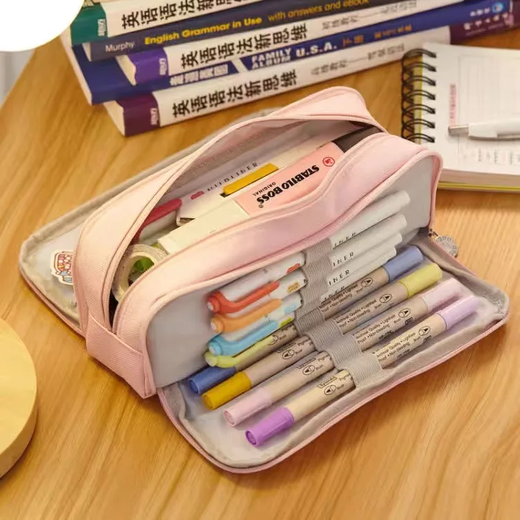 Large Pencil Case Big Capacity 3 Compartments Canvas Pencil Pouch for Teen  Boys Girls School Students (