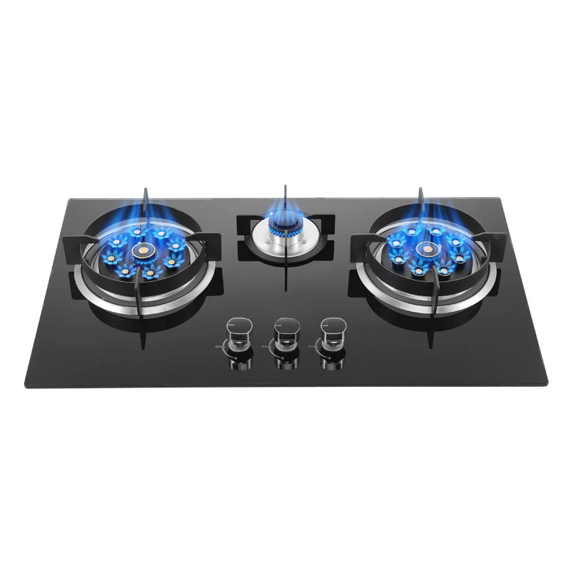Hot selling gas cooker LPG smart Timer gas cooktops glass top battery 3 burner stove for kitchen