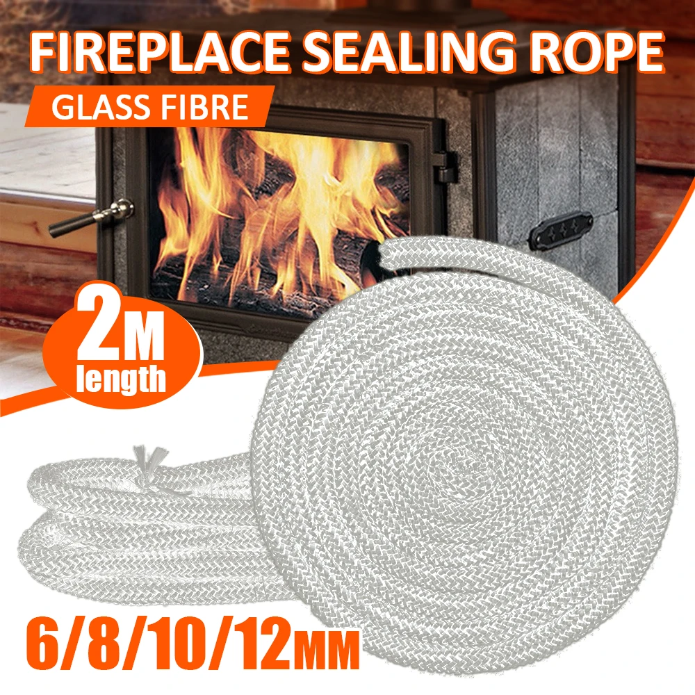 6/8/10/12mm Stove Rope Fireplace Sealing Rope Gasket Door Cord Log Wood Burning Stove High Temperature 2m Length Sealing