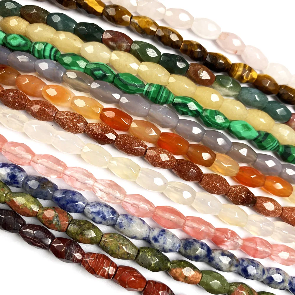 

Natural Stone Cylindrical Faceted Beads Gemstone Spaced Loose Beads for Jewelry Making DIY Simple Necklace Bracelet Accessories