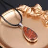 Natural Semi-precious Stone Drop-shaped African Bloodstone Boutique Pendant Making DIY Fashion Charm Necklace Jewelry Gift 1