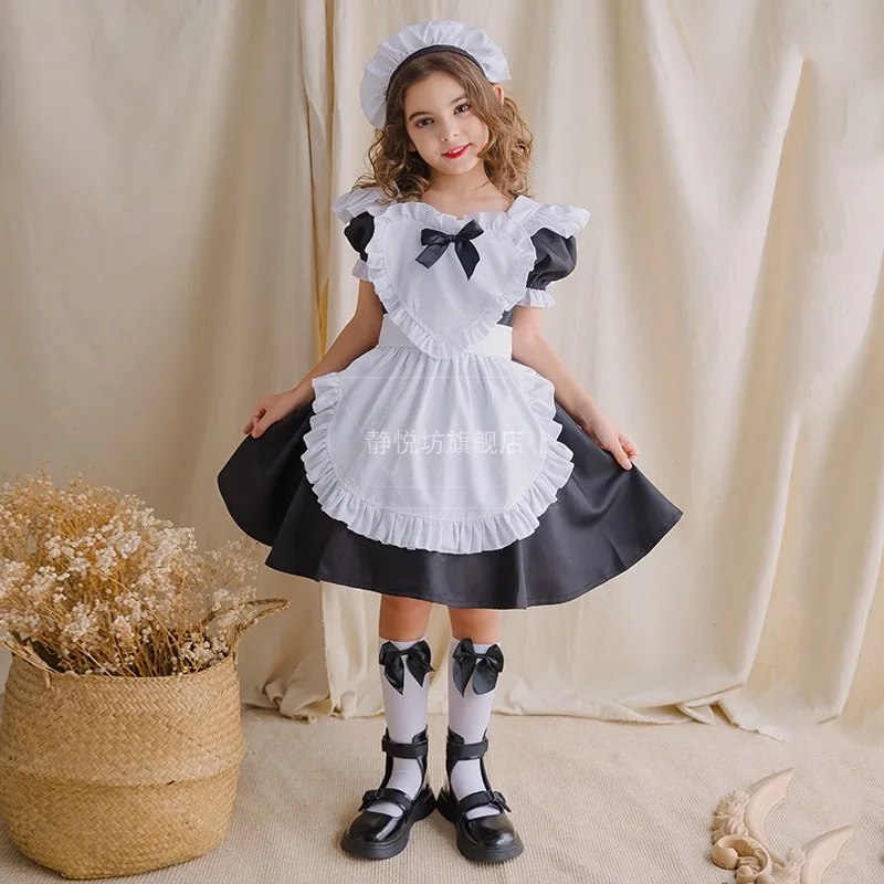 Anime Cute Heart Lolita Maid Cosplay Costume 4Colors Alice Dress Girls Woman Waitress Maid Party Stage Costumes Alice Dress