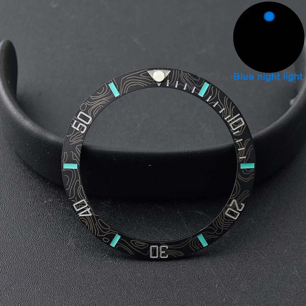 Men's Watch Replacement Bezel Insert with Tilted Ceramic and Carbon Fiber Texture