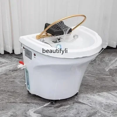 Barber Shop Movable Head Massager Beauty Salon Grafting Shampoo Basin with Constant Temperature Water Circulation Fumigation